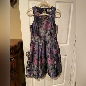 Eliza J Purple and Pink Floral Dress
